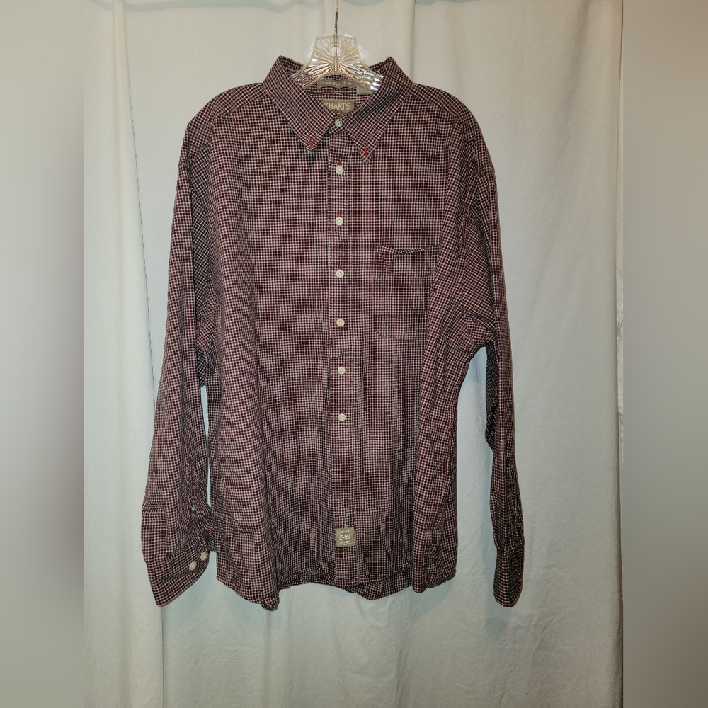 Khakis By Arrow Mens Big Oxford Button Down Plaid Long Sleeve 2XL